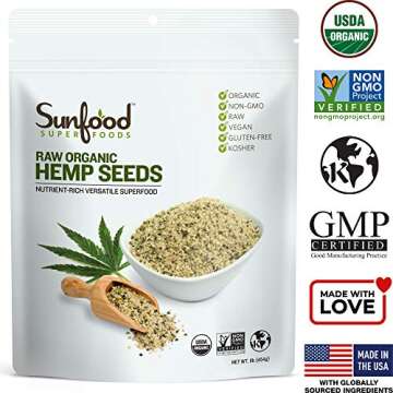 Organic Raw Hemp Seeds - High Protein Superfood Bulk Bag
