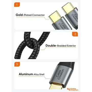 CableCreation Short USB C to USB C 60W Charger Cable