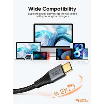 CableCreation Short USB C to USB C 60W Charger Cable