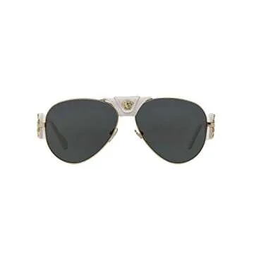 Stylish Versace Women's 0VE2150Q 1341/87 Medusa Aviator Sunglasses - White/Grey