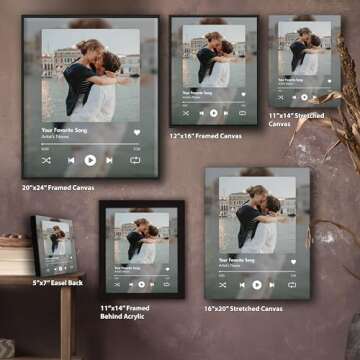 Personal-Prints CUSTOM SONG | Custom Song Title and Photo Wedding Wall Art Gift | Personalized Photos & Song | Anniversary, Wedding, Valentine's Day Gift (8"x10" Easel Backed Canvas)