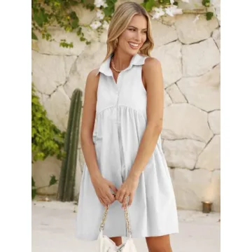 Stylish Women Summer Collared Dress with Pockets