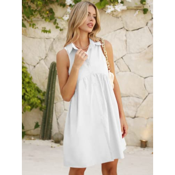 Stylish Women Summer Collared Dress with Pockets