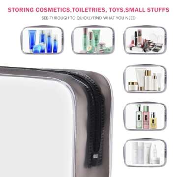 6 Pack Toiletry Bag Makeup Bag Cosmetic Bag, TSA Approved Clear Travel Toiletry Bag wih Zippers, Quart Size Travel Makeup Cosmetic Bag for Women Men, Carry on Airport Airline Compliant Bag, 6 Black
