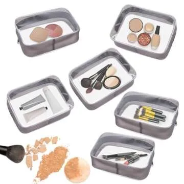 6 Pack Clear Travel Toiletry Bags for Ultimate Organization