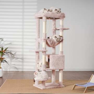 Heybly Cat Tree for Large Cats 20 lbs Heavy Duty,60 inches XXL Cat Tower for Indoor Cats,Multi-Level...