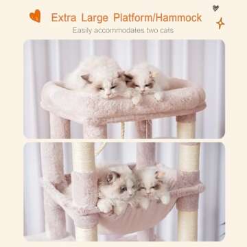 Heybly Cat Tree for Large Cats 20 lbs Heavy Duty,60 inches XXL Cat Tower for Indoor Cats,Multi-Level Cat Furniture Condo for Cats with Big Padded Plush Perch,Cozy Basket HCT050MU