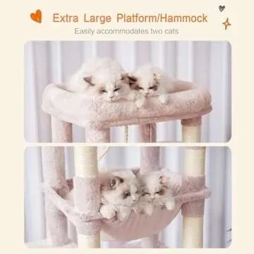 Heybly Cat Tree for Large Cats 20 lbs Heavy Duty,60 inches XXL Cat Tower for Indoor Cats,Multi-Level Cat Furniture Condo for Cats with Big Padded Plush Perch,Cozy Basket HCT050MU