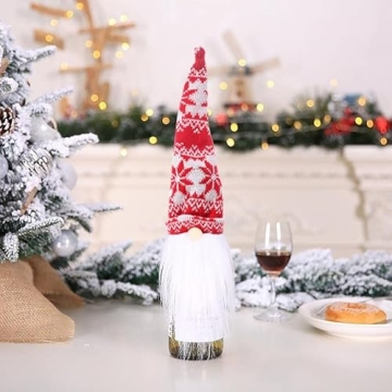 Christmas Gnome Wine Bottle Covers 4 Pack Handmade Toppers