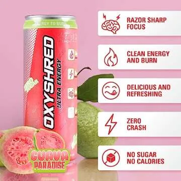 EHP Labs OxyShred Healthy Energy Drink - Sugar Free Energy Drinks with Amino Acids, Green Tea Extrac...