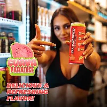 EHP Labs OxyShred Healthy Energy Drink - Sugar Free Energy Drinks with Amino Acids, Green Tea Extract, Vitamin C & L Carnitine - Carb Free, Calorie Free, Natural Caffeine - Guava Paradise (12-Pack)