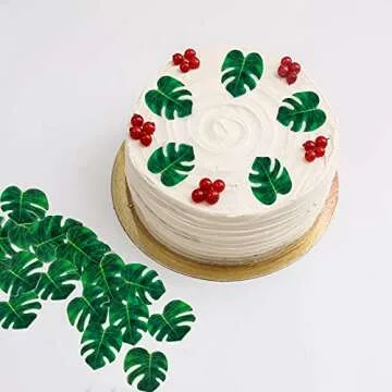 Tropical Turtle Leaves Cupcake Toppers 48pcs