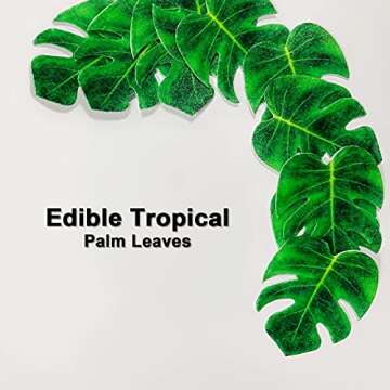 Tropical Turtle Leaves Cupcake Toppers 48pcs