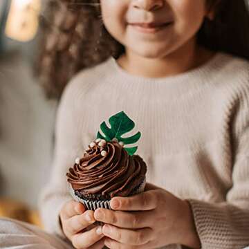 Tropical Turtle Leaves Cupcake Toppers 48pcs