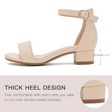Dufannie Girls High Heels Open Toe Ankle Strap Chunky Heel Girls Sandals Girls Dress Shoes Party Wedding Strappy Buckle Sandals(3603Apricot 1)