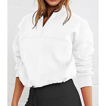 LEEDYA Women's Cropped Color Block Pullover Sweatshirt