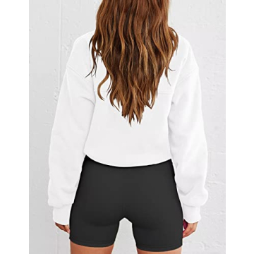 LEEDYA Women's Cropped Color Block Pullover Sweatshirt