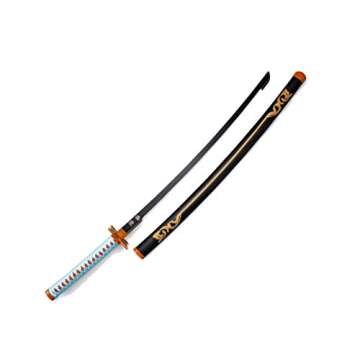 Blazing Steel Metal Fantasy Demon Nichirin Samurai Sword Stainless Steel Replica for Costume and Cos...