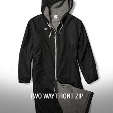 Speedo Unisex-Adult Parka Jacket Fleece Lined Team Colors, Navy/Grey, XX-Small