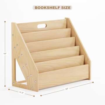 ERUGI Front-Facing Montessori Bookshelf,5 Tier Book Display Shelf for Toddler,Kids Storage Magazine ...