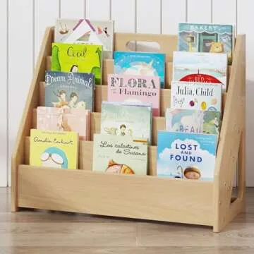 ERUGI Front-Facing Montessori Bookshelf,5 Tier Book Display Shelf for Toddler,Kids Storage Magazine Rack,Solid Wood Bookcase Organizer,Perfect for Playroom,Bedroom,Study Living Room,Nursery,Classroom