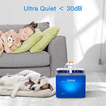 Petaholic Cat Water Fountain, 67oz/2.0L Pet Water Fountain, Automatic Cat Fountain Water Bowl Dog Water Fountain with 2 Upgrade Filters and Led Light