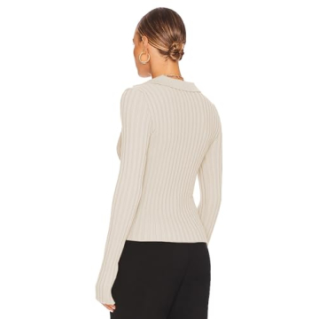 ZAFUL Women's V Neck Button Down Ribbed Sweater Cardigan Long Sleeve Polo Collar Slim Knitted Pullover