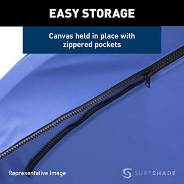 SureShade Power Pontoon Bimini Top - Clear Anodized Frame, Pacific Blue Fabric