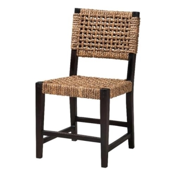 Baxton Studio Alise Modern Bohemian Dining Chair - Dark Brown Mahogany & Banana Fiber