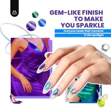 Beetles 20 Colors Cat Eye Gel Nail Polish Set with Base Gel and Matte Glossy Top Coat, Nude Pink Green Blue Nail Polish Lush Velvet with Magnet Soak Off LED Manicure Salon DIY Art Gifts for Her
