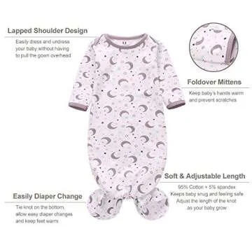 Buy Newborn Knotted Nightgown & Hat Set 3 Pack