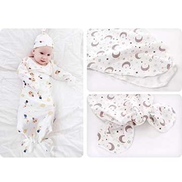 Buy Newborn Knotted Nightgown & Hat Set 3 Pack