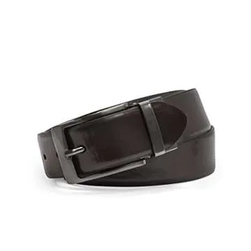 Steve Madden Men's Dress Casual Every Day Leather Belt, Black/Brown (Burnished), 34