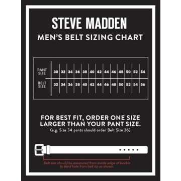 Steve Madden Men's Dress Casual Every Day Leather Belt, Black/Brown (Burnished), 34