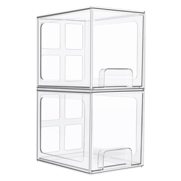 Vtopmart 2 Pack Stackable Storage Drawers - Clear Plastic Organizers for Home