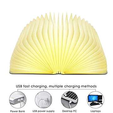 AVGVLIJ Lamp Book, Folding Mood Light, Novelty LED Night Light USB Large Capacity Eechargeable, Home...