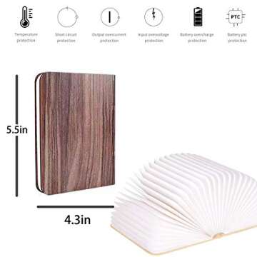 AVGVLIJ Lamp Book, Folding Mood Light, Novelty LED Night Light USB Large Capacity Eechargeable, Home & Office Decor Gift Ideas (Large)