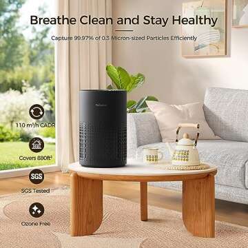 Air Purifiers for Bedroom, H13 True HEPA Filter for A11ergies, Pollen, Smoke, Dusts, Pets Dander, Od...