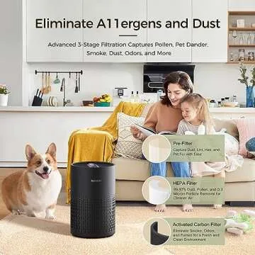 Air Purifiers for Bedroom, H13 True HEPA Filter for A11ergies, Pollen, Smoke, Dusts, Pets Dander, Odor, Hair, Ozone Free, 20db Quiet for Home, Room, Kitchen, SGS Certificaion - AC400 Black