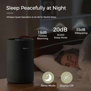 Air Purifiers for Bedroom, H13 True HEPA Filter for A11ergies, Pollen, Smoke, Dusts, Pets Dander, Odor, Hair, Ozone Free, 20db Quiet for Home, Room, Kitchen, SGS Certificaion - AC400 Black