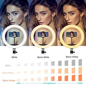10'' RGB Selfie Ring Light with Stand and Phone Holder,Dimmable LED Ringlight with 59" Extendable Tripod Stand & Remote for iPhone/Android,Light Ring for Makeup/TikTok/Photography/Video Recording