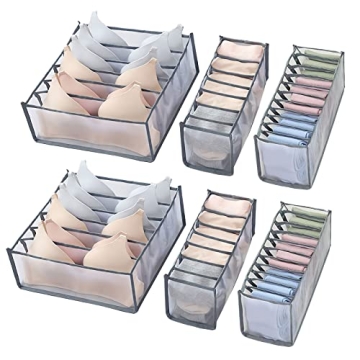 GWSNIO 6 Pcs Underwear Drawer Organizer - Foldable Storage for Bras, Panties, Socks, and More