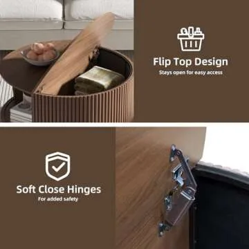 JOINICE,Round Coffee Table with Storage,Mid Century Modern Dining Table with Sliding Cabinet Door for Living Room,Home Small Space,31.5" Small Center Table,Walnut