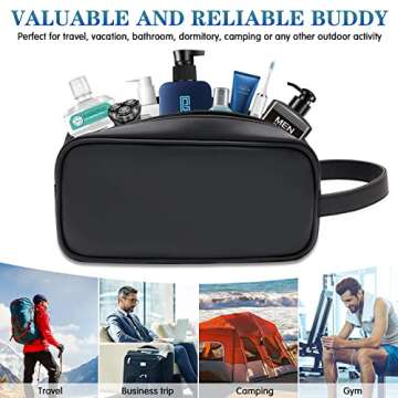 HappyDavid Soft PU Leather Zipped Travel Toiletry Bag Mens Ladies Supply Toiletry Bag Case(Black)