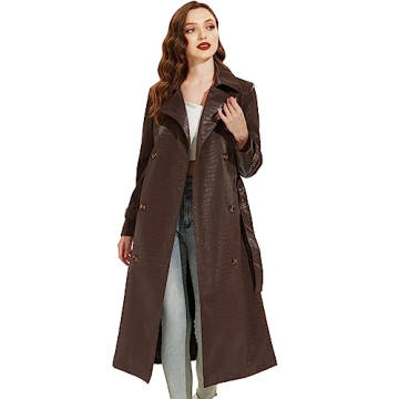 Fahsyee Women's Faux Leather Trench Coat, Zip Up Motorcycle Jackets Short PU Moto Biker Outwear Fitted Slim Jacket Wine Red Size M