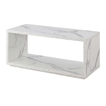 Northfield Admiral White Faux Marble Coffee Table with Shelf