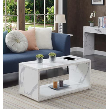 Northfield Admiral White Faux Marble Coffee Table with Shelf