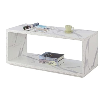 Northfield Admiral White Faux Marble Coffee Table with Shelf