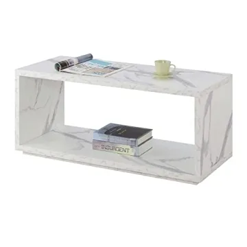 Northfield Admiral White Faux Marble Coffee Table with Shelf
