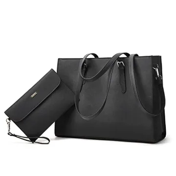 Stylish Leather Laptop Tote Bag for Women - 15.6 Inch Waterproof Professional Handbag